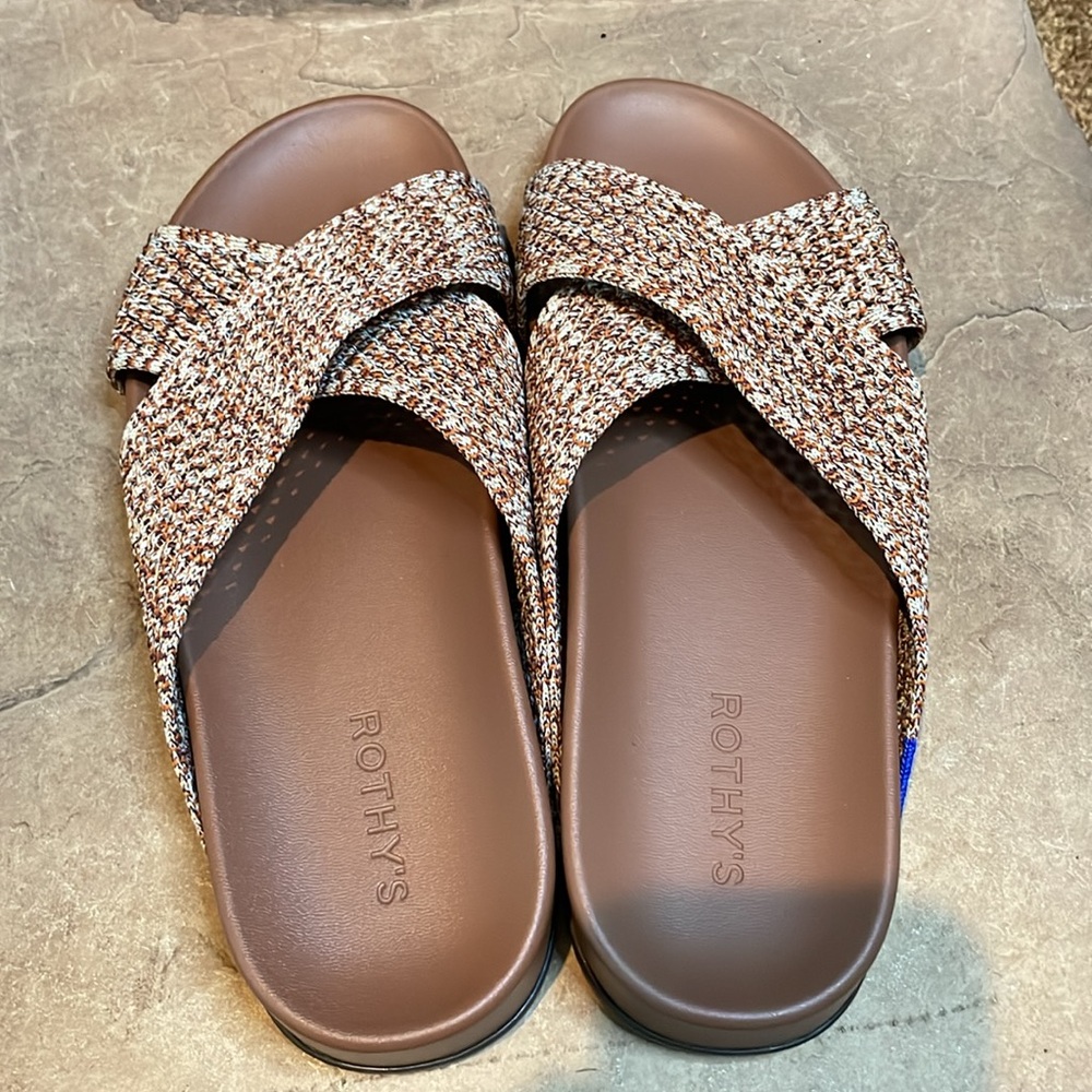 Rothy's Brown and Cream Sandals